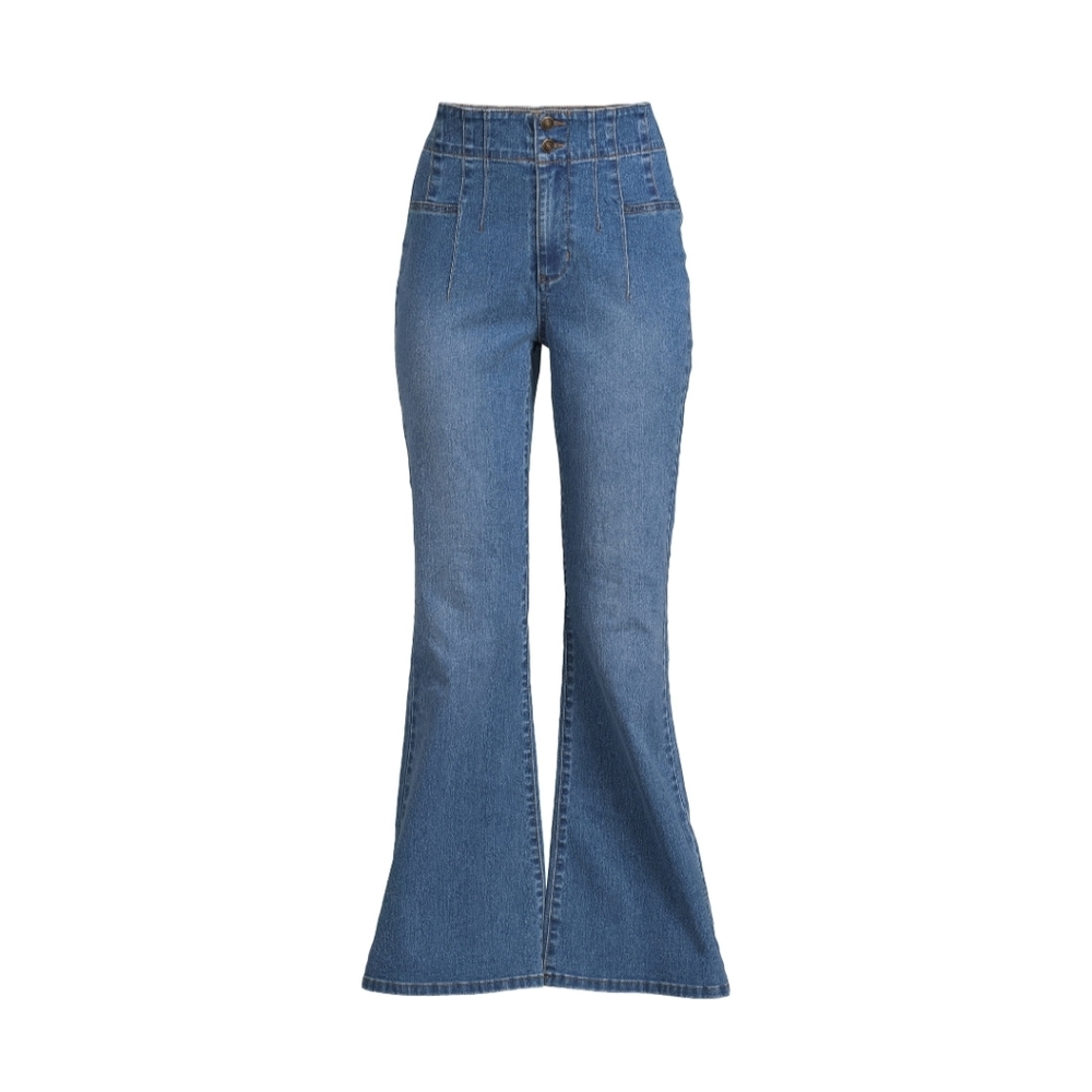 No Boundaries Women's Juniors Pintuck Flare Jeans